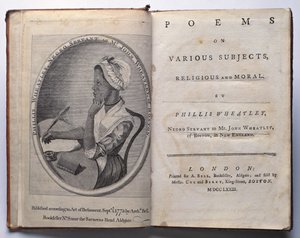 Frontespizio e Pagina del Titolo di Poems on Various Subjects, Religious and Moral di Phillis Wheatley, pubblicato da Archibald Bell, Londra, 1773 da English School